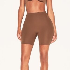 Brown High-Waisted Biker Shorts